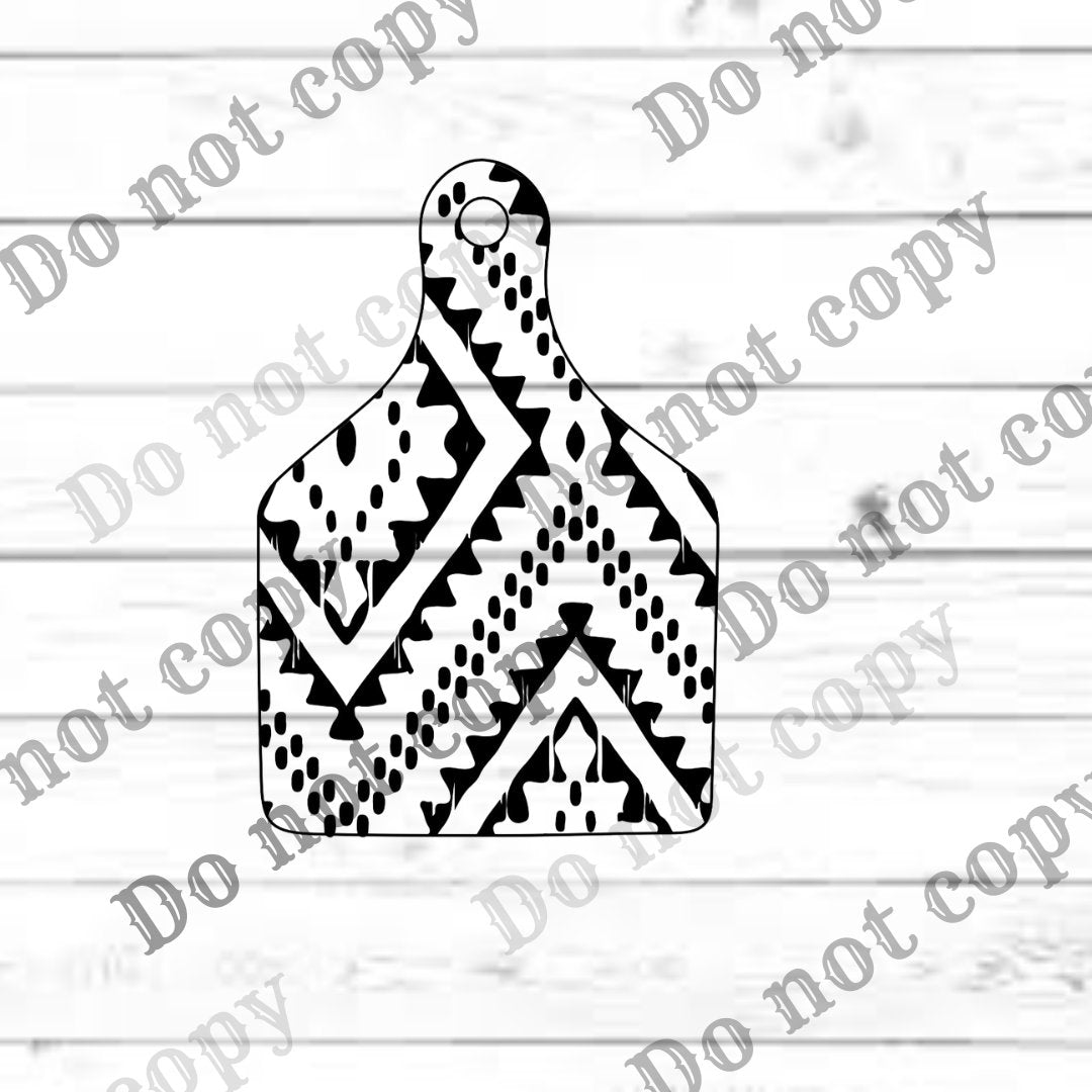 Aztec Dot Cow Tag Digital File | Livestock Tag Clipart SVG PDF AI | Instant Download for Laser & Glowforge Engraving