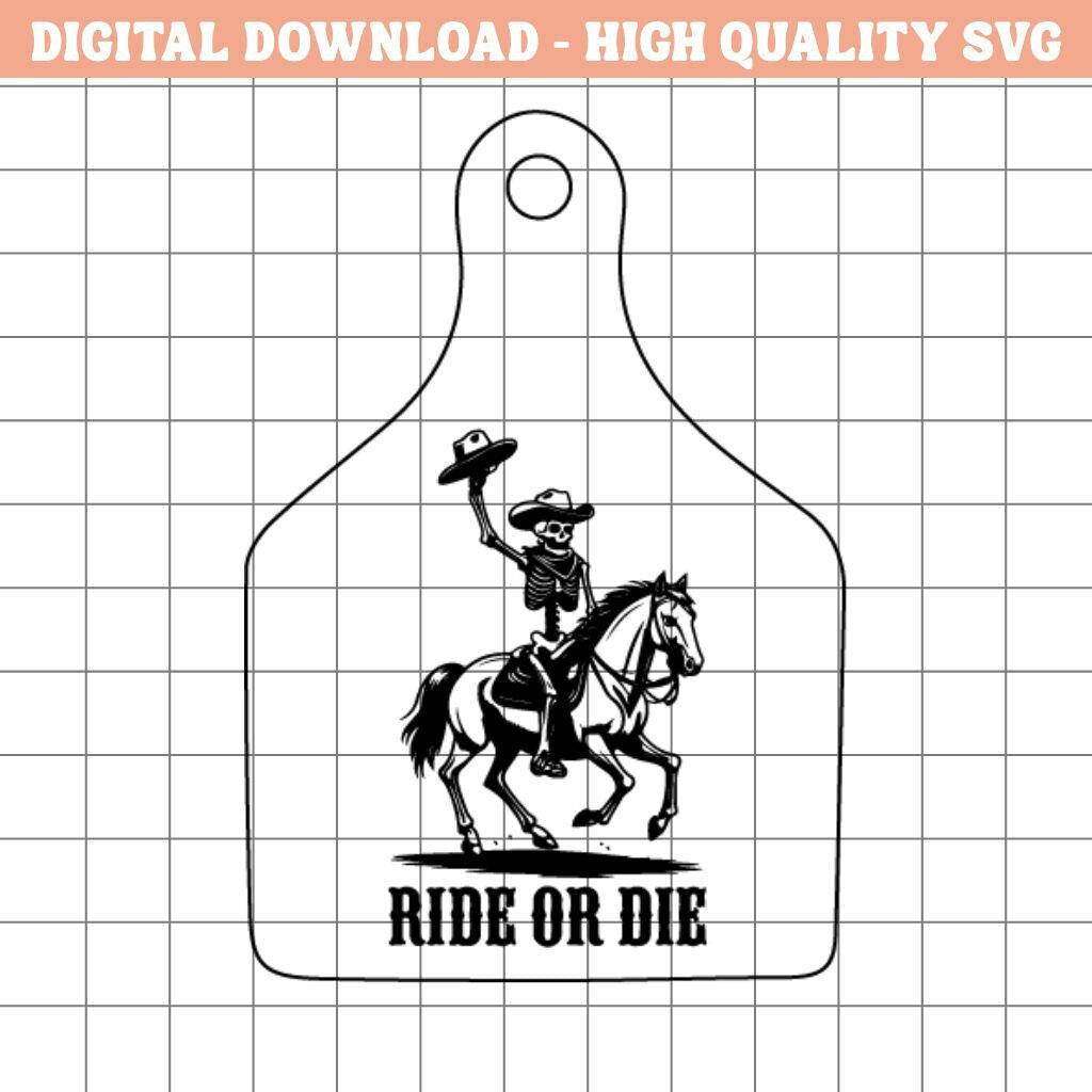 Ride or Die Hat Patch SVG – Western Skeleton Design (Digital Download)