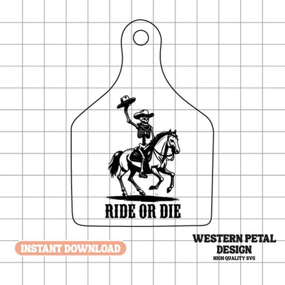 Ride or Die Hat Patch SVG – Western Skeleton Design (Digital Download)