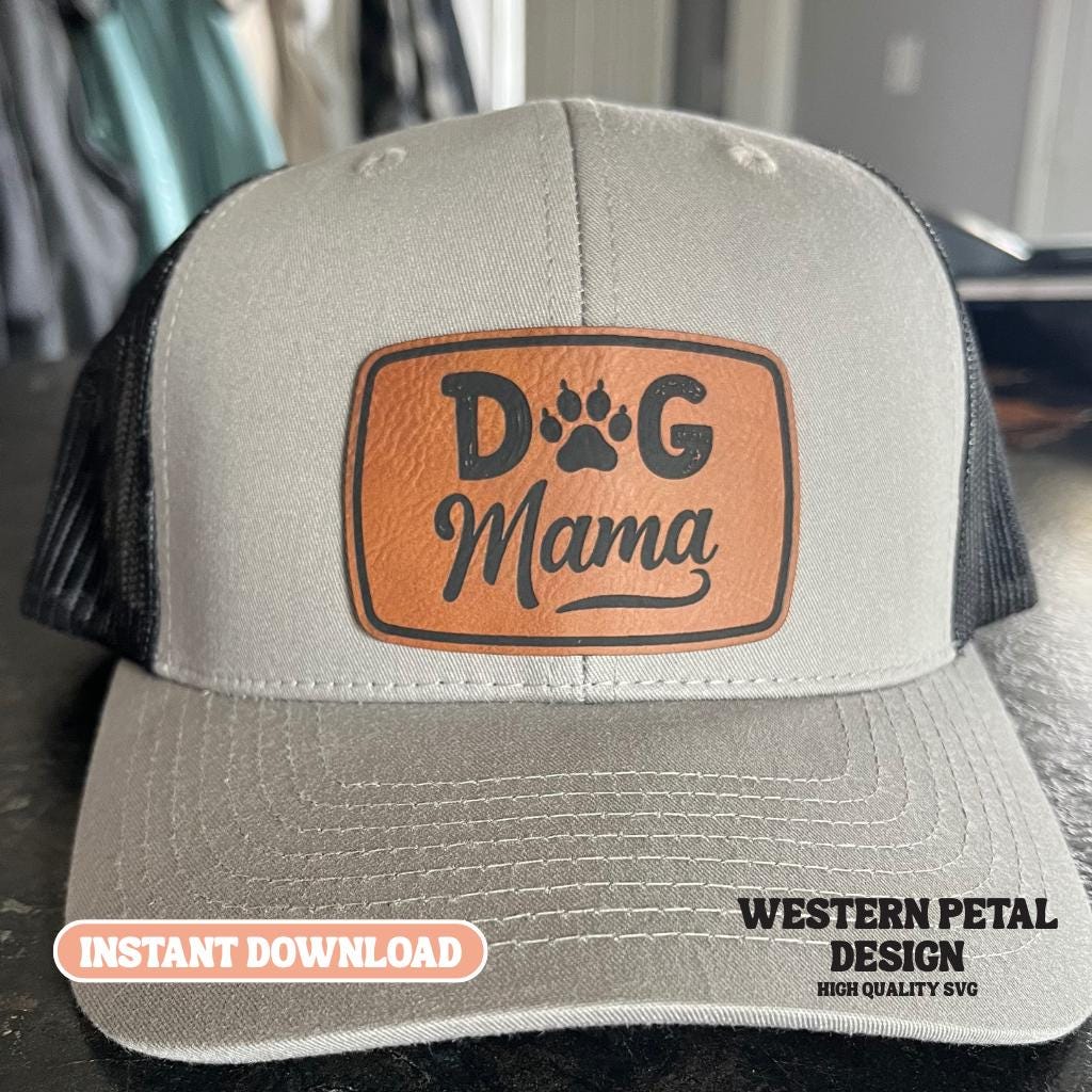Dog Mama Leather Hat Patch SVG – Laser Engraving Design (Digital Download)