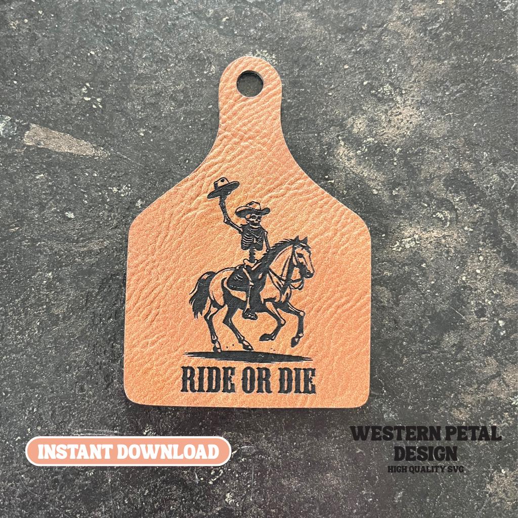 Ride or Die Hat Patch SVG – Western Skeleton Design (Digital Download)