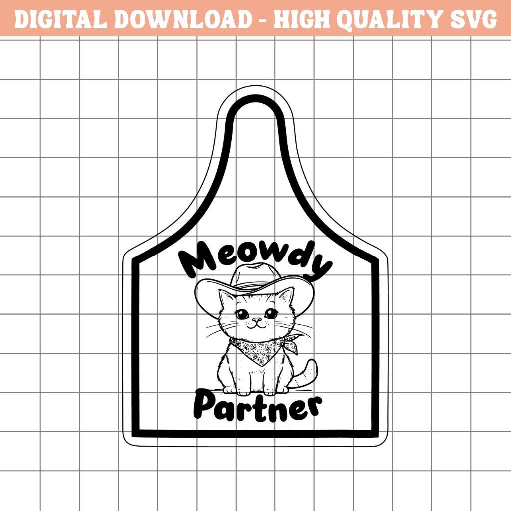 Meowdy Partner Cat Leather Hat Patch SVG – Funny Western Design (Digital Download)