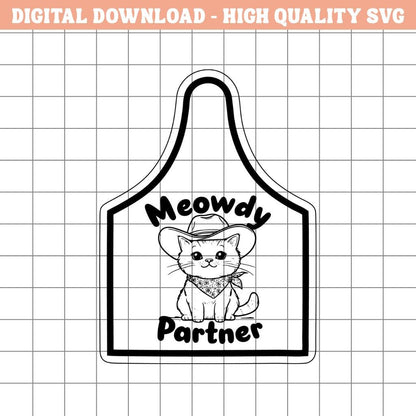 Meowdy Partner Cat Leather Hat Patch SVG – Funny Western Design (Digital Download)
