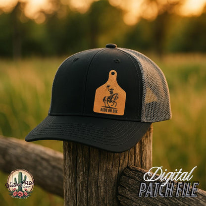 Ride or Die Hat Patch SVG – Western Skeleton Design (Digital Download)