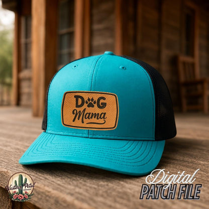Dog Mama Leather Hat Patch SVG – Laser Engraving Design (Digital Download)