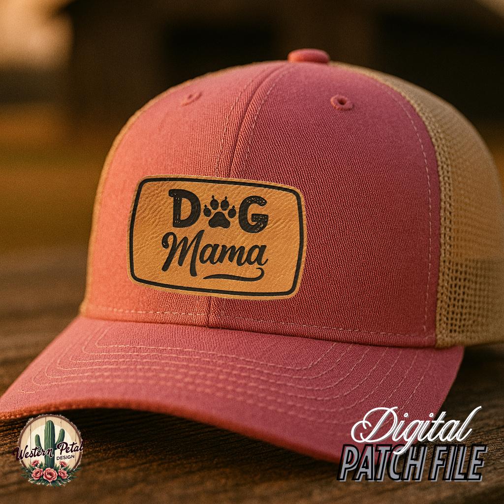 Dog Mama Leather Hat Patch SVG – Laser Engraving Design (Digital Download)
