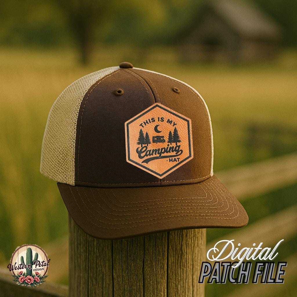 Camping Hat Patch SVG- Funny Laser Engraving Design, Digital Download, mens Art, Instant Access