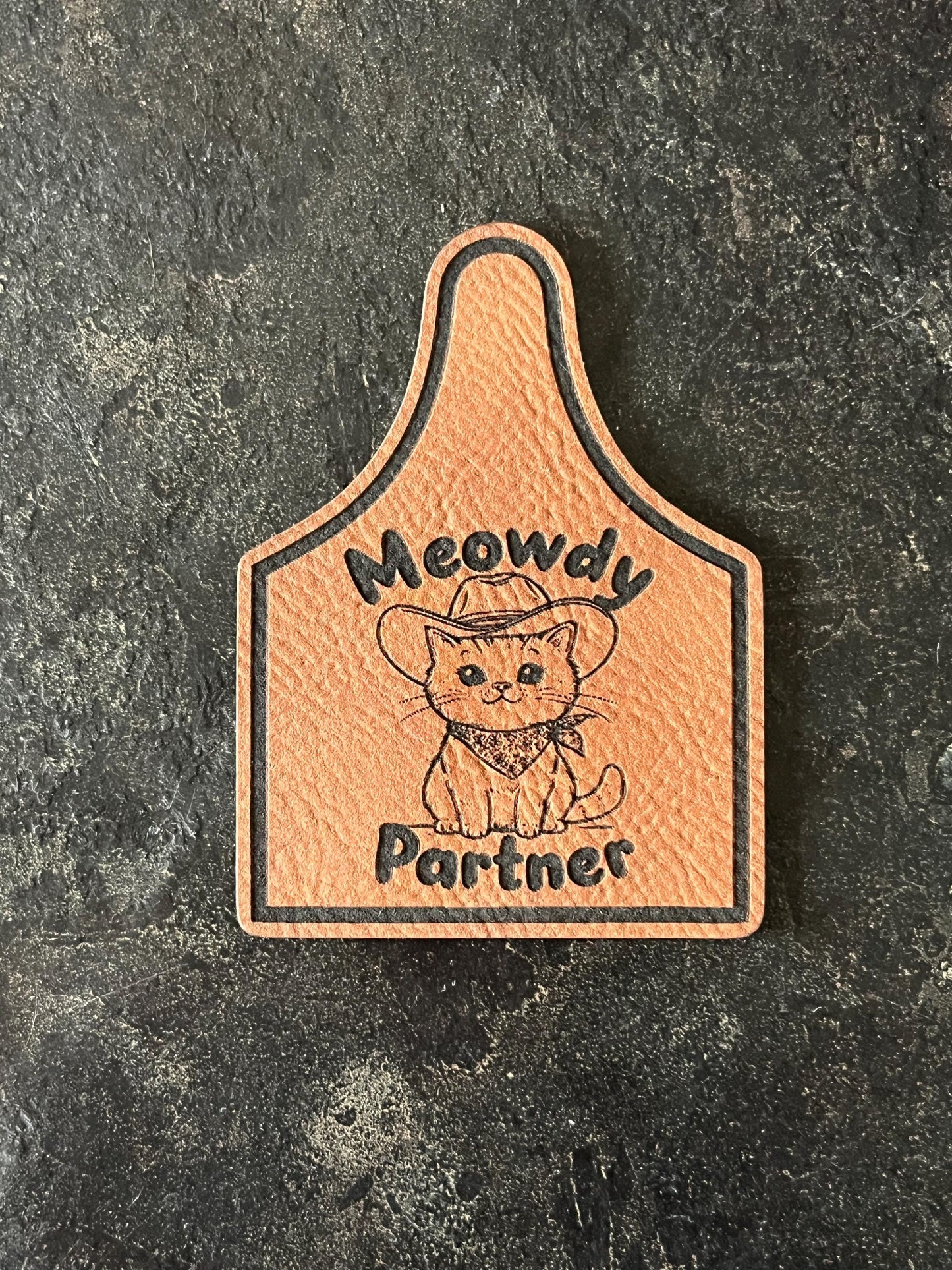 Meowdy Partner Cat Leather Hat Patch SVG – Funny Western Design (Digital Download)