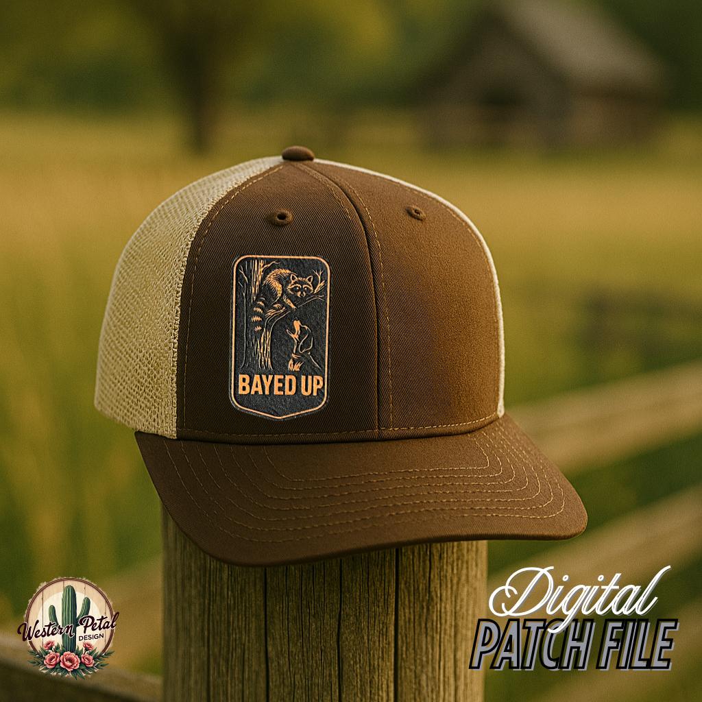 Coon Hunter Hat Patch SVG – Funny Farm Art, Hound Dog Raccoon (Digital Download)