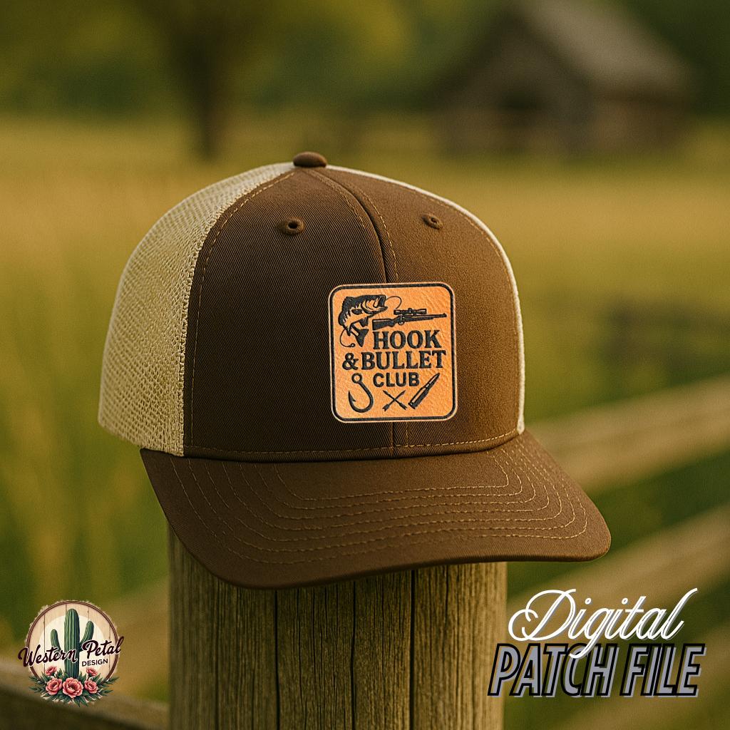 Hook & Bullet Club Hat Patch SVG – Laser Engraving Design (Digital Download)