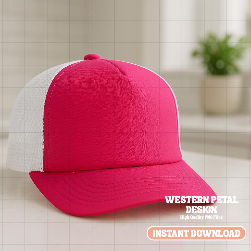Foam Trucker Hat Mockup Bundle, PNG Files (Digital Download)