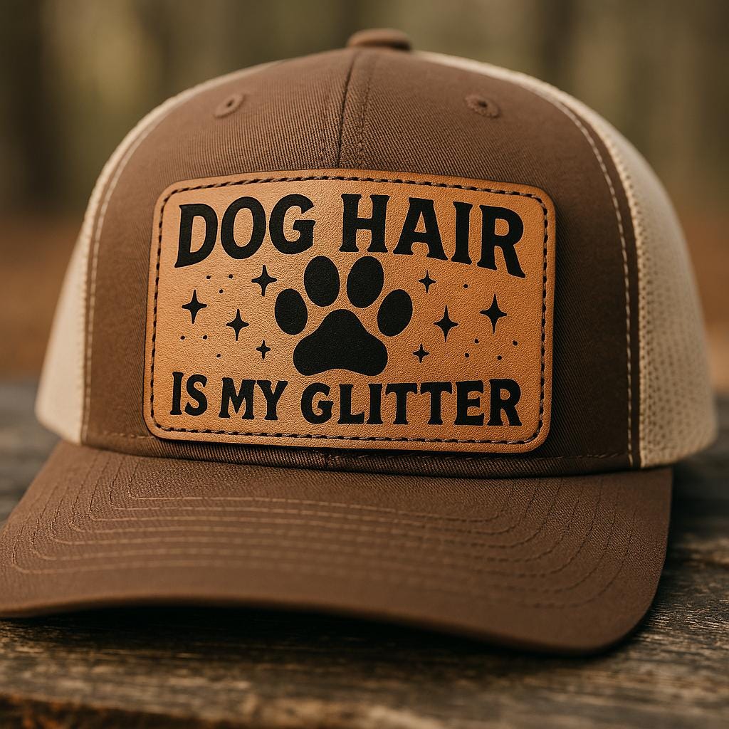 Dog Hair Is My Glitter Leather Hat Patch SVG - Laser Engraving Design (Digital Download)