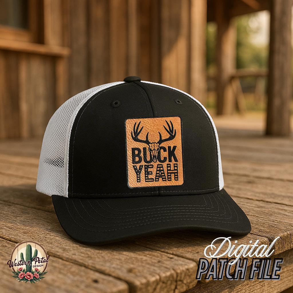 Buck Yeah Deer Hunter Hat Patch SVG – Funny Laser Engraving (Digital Download)