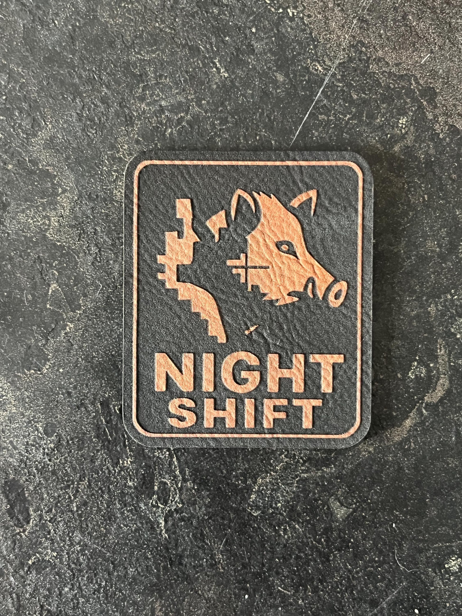 Night Shift Hog Hunter Hat Patch SVG – Laser Engraving Design (Digital Download)