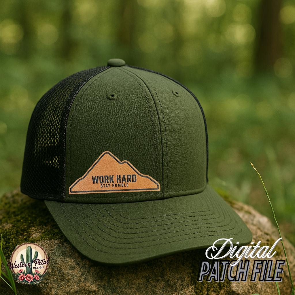 Work Hard Stay Humble Hat Patch SVG – Laser Engraving Design (Digital Download)