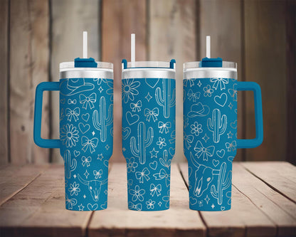 Western Coquette 40oz Tumbler Wrap SVG – Laser Engraving File