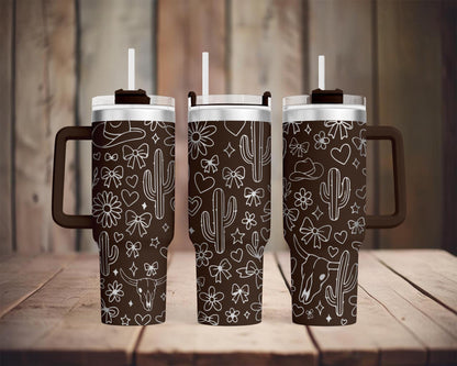 Western Coquette 40oz Tumbler Wrap SVG – Laser Engraving File