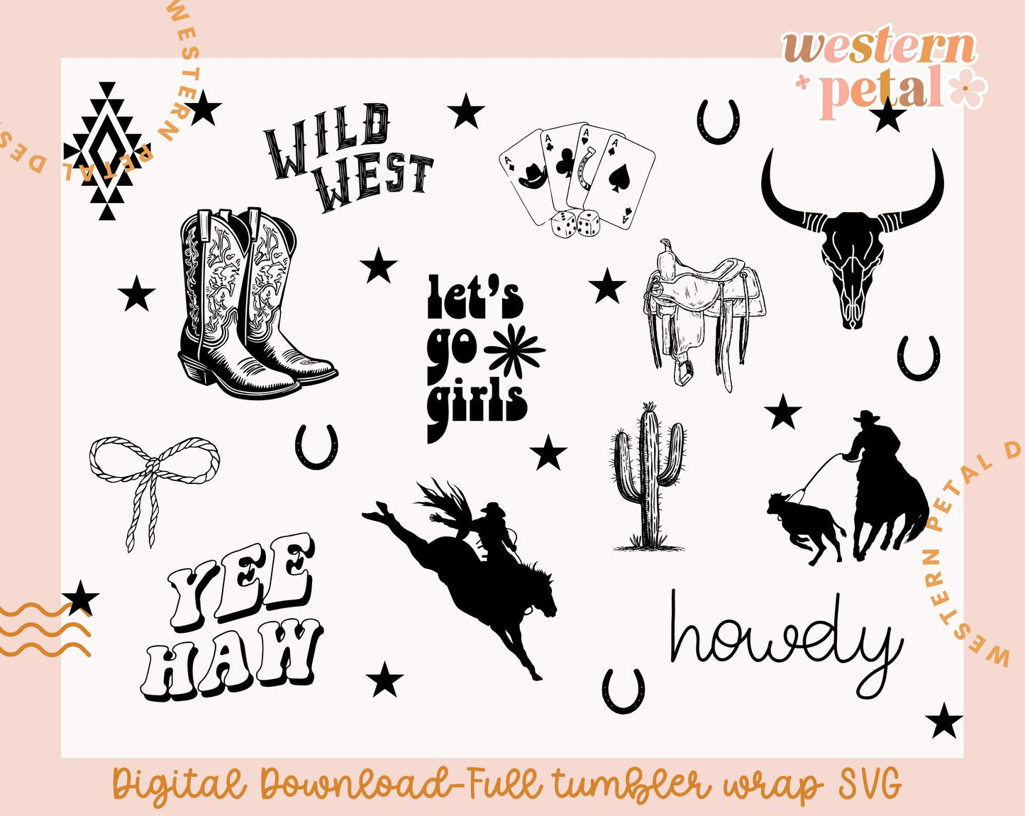 Laser Engraving Western Cowboy Tumbler Wrap SVG, DIY Crafting (Digital Download)