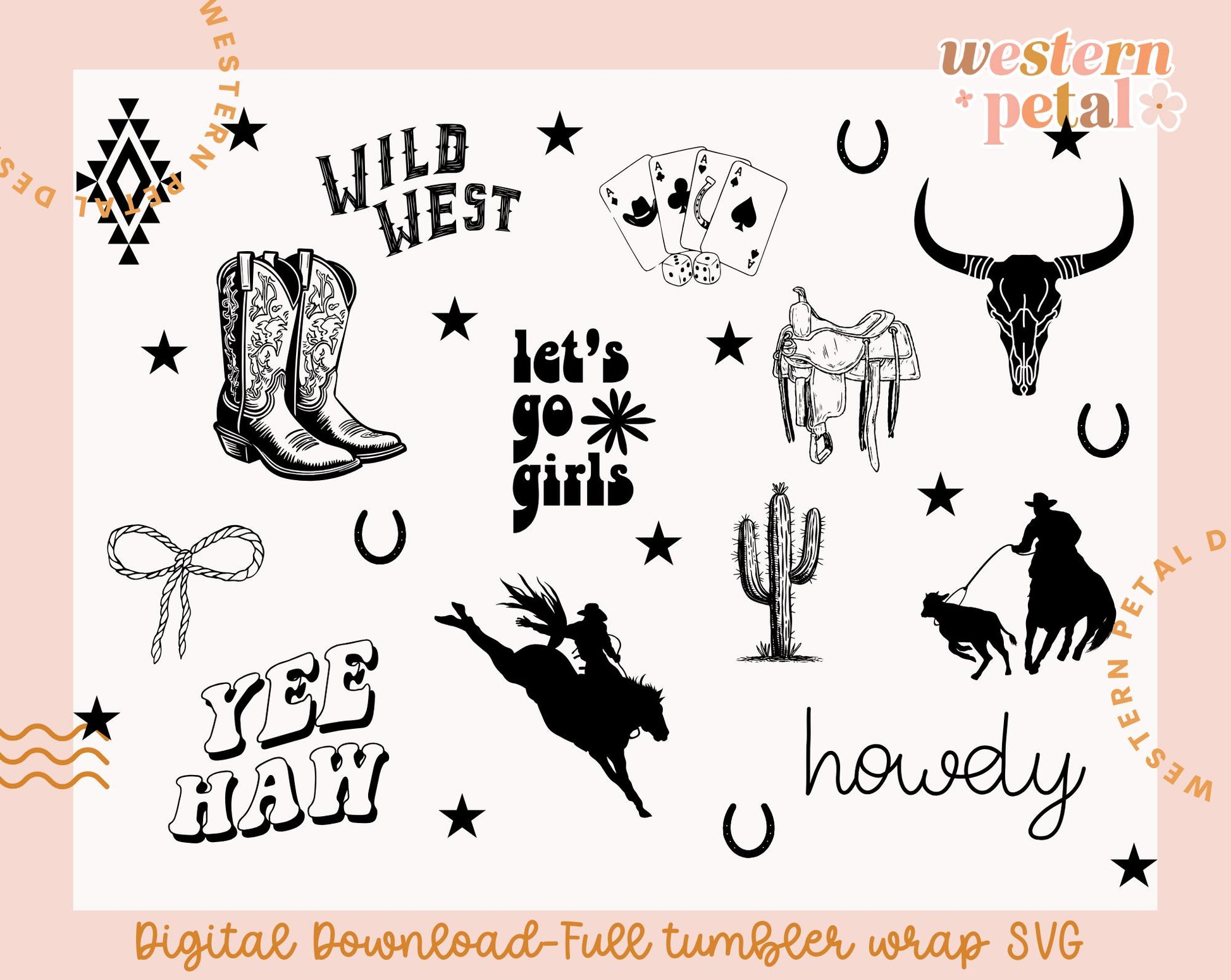 Laser Engraving Western Cowboy Tumbler Wrap SVG, DIY Crafting (Digital Download)