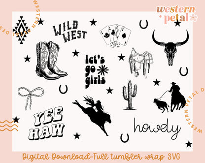 Laser Engraving Western Cowboy Tumbler Wrap SVG, DIY Crafting (Digital Download)