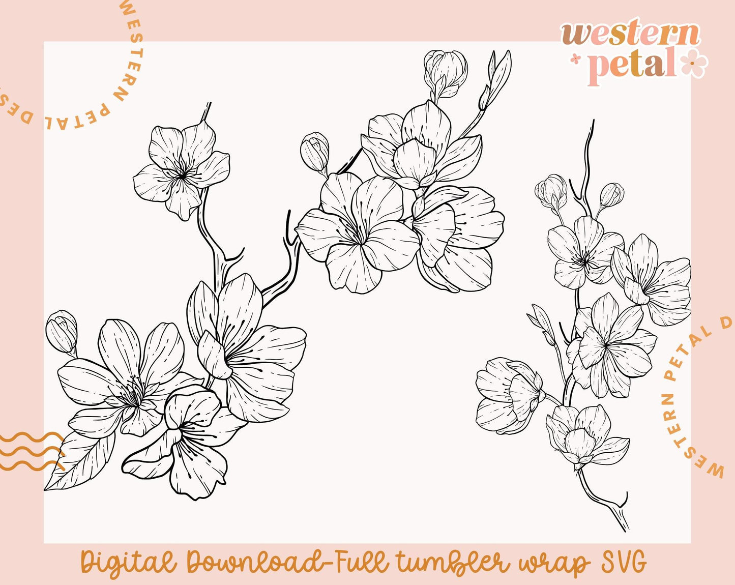 Apple Blossom Laser Engraving File | 40 oz Tumbler Wrap (SVG)