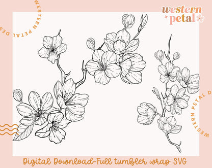 Apple Blossom Laser Engraving File | 40 oz Tumbler Wrap (SVG)