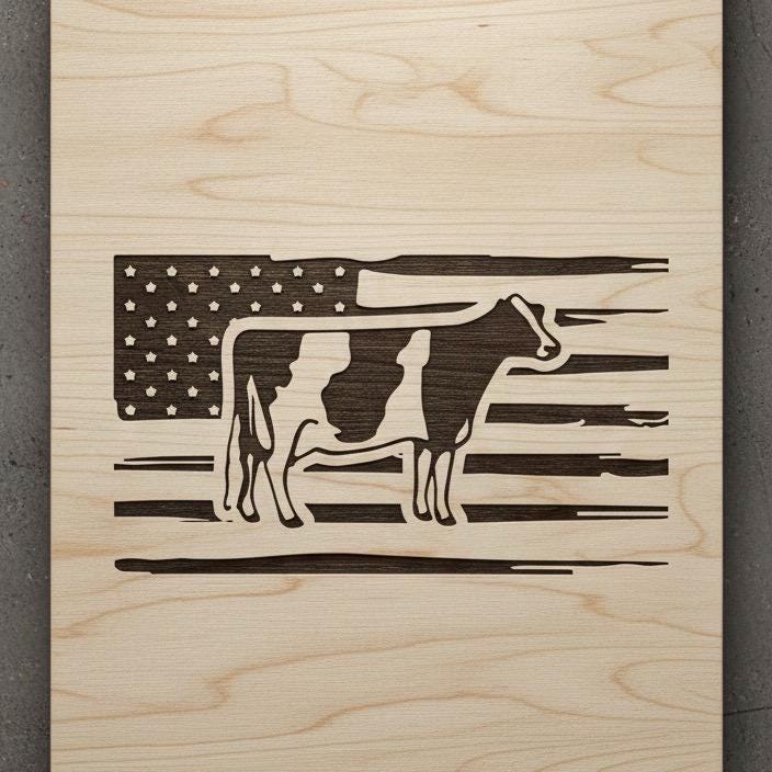 Holstein Cow American Flag Clip Art, Rustic Farmhouse Decor (Digital Download)
