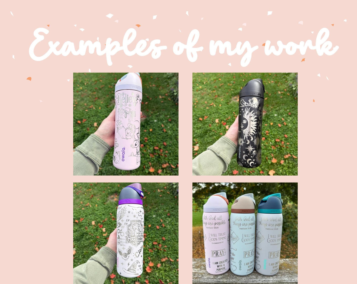 Custom Engraved Owala Tumbler, Personalized Full Wrap, Engraved Owala Cup, Laser Engraved Tumbler, 24 32 40 oz Gift