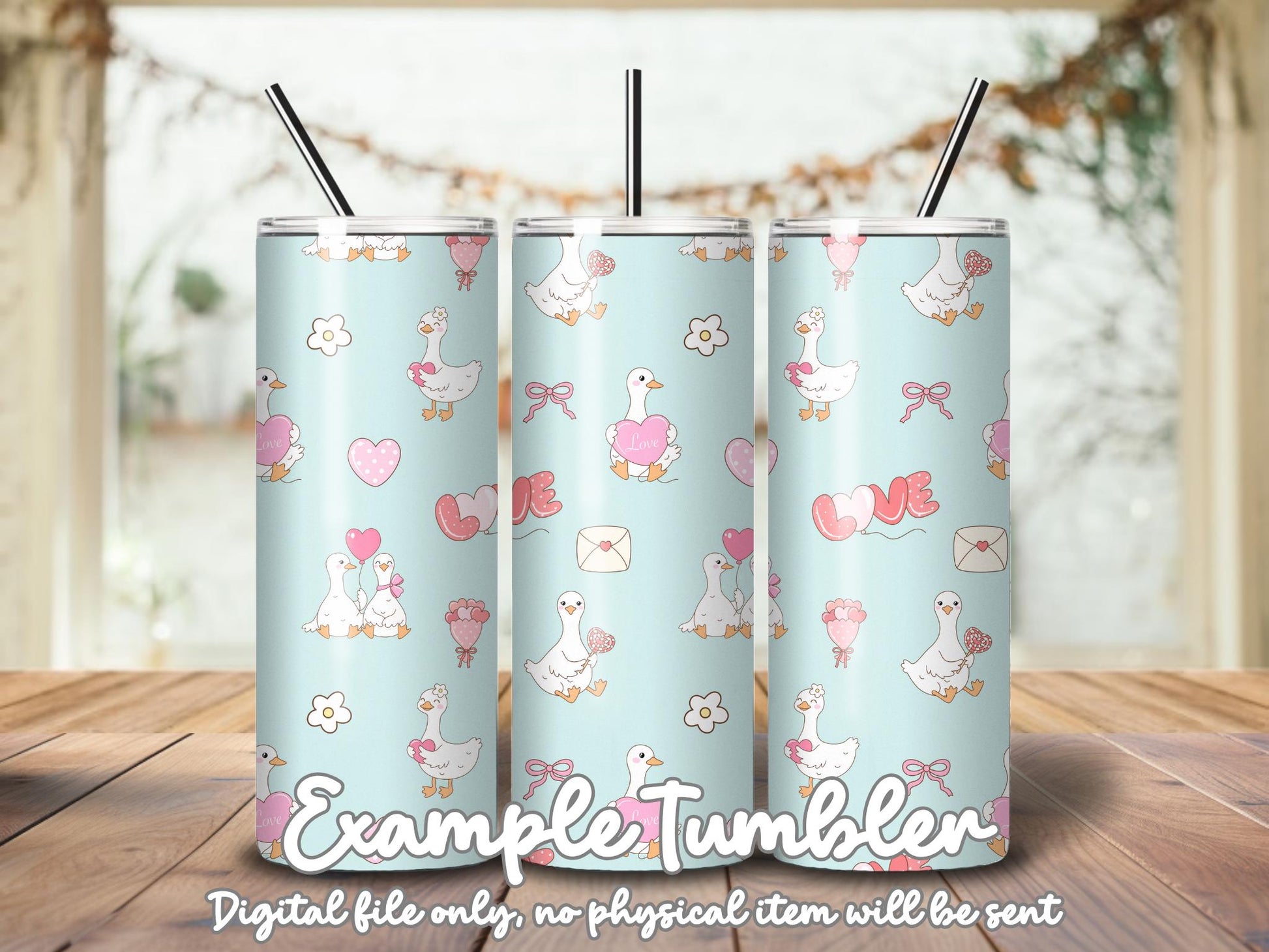 Silly Goose Valentine's Day Seamless Pattern, Hand Drawn PNG, 12x12" (Digital Download)