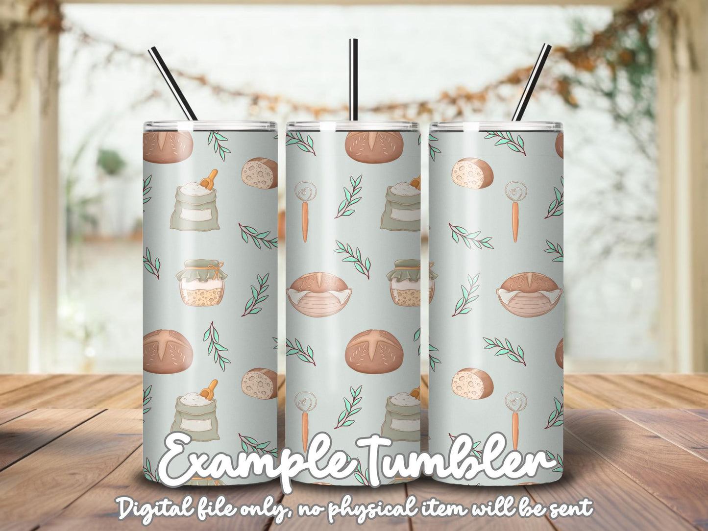Sourdough Bread Seamless Pattern | Bakery Digital Paper (12x12 PNG)