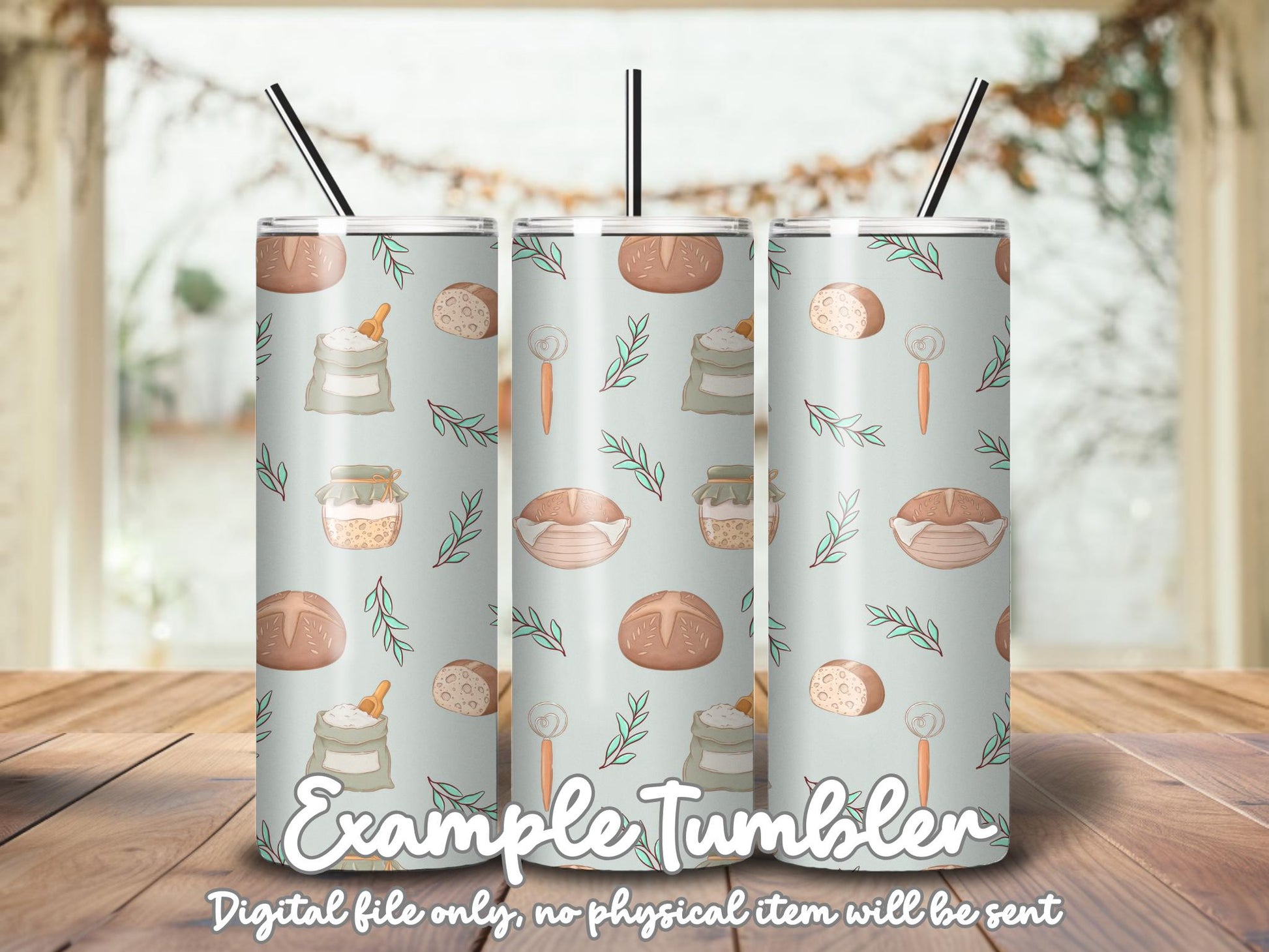 Sourdough Bread Seamless Pattern | Bakery Digital Paper (12x12 PNG)