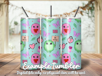 Love Monster Seamless Pattern | Valentine's Day Digital Paper (12x12 PNG)
