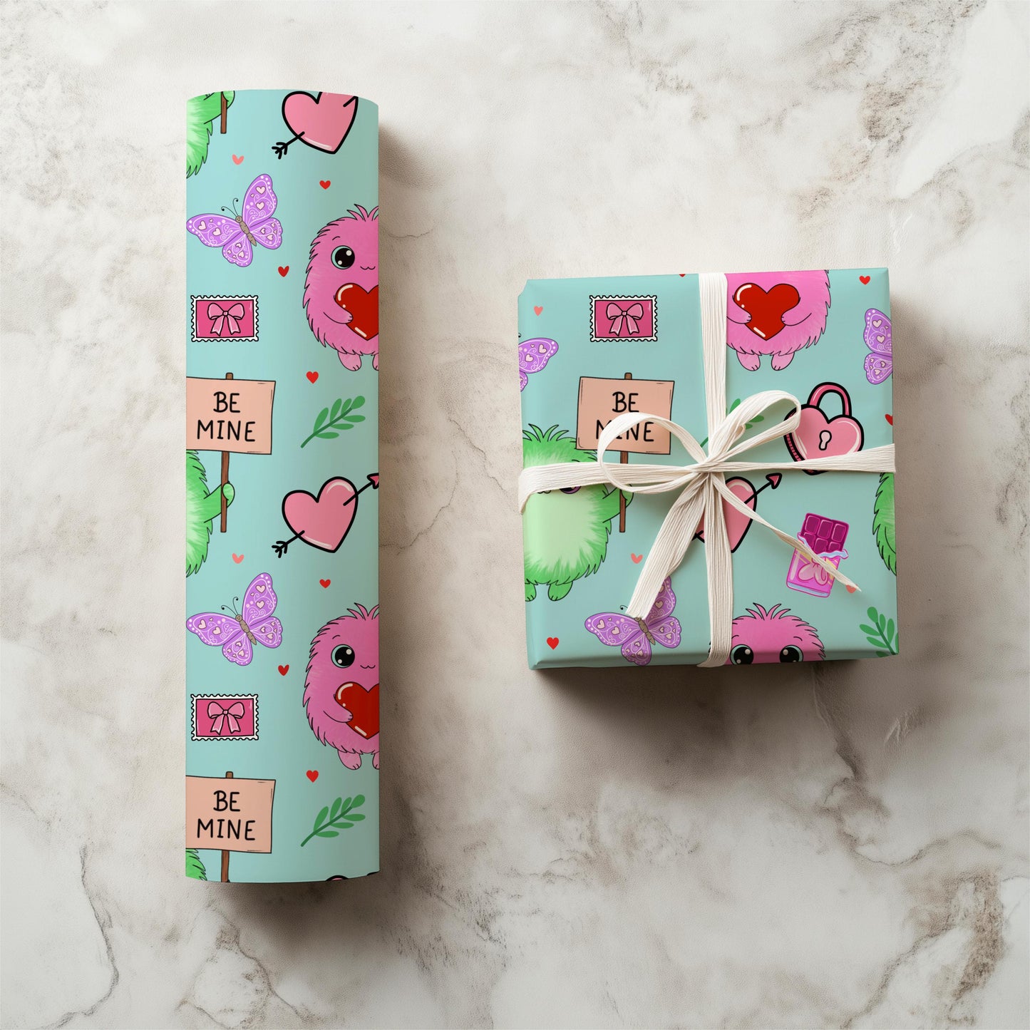 Love Monster Seamless Pattern | Valentine's Day Digital Paper (12x12 PNG)