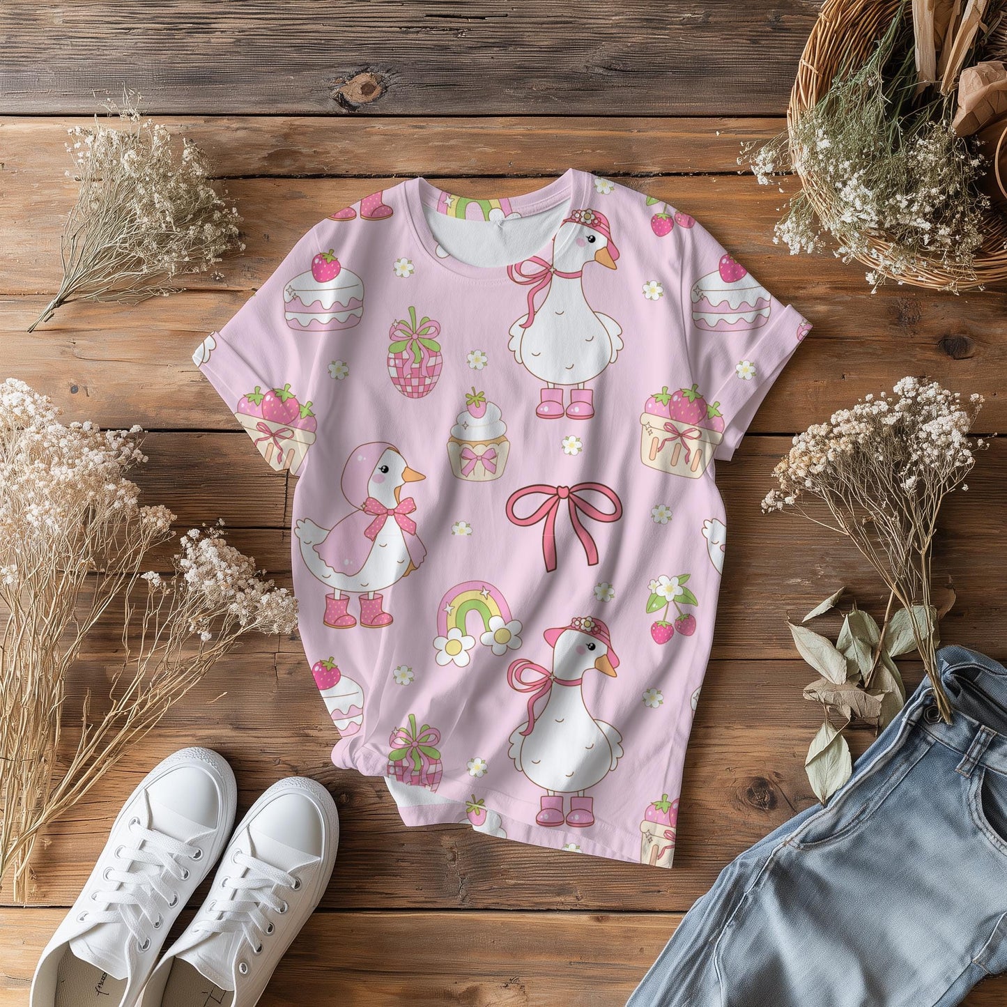 Pink Goose Seamless Pattern | Coquette Nursery Design (12x12 PNG)