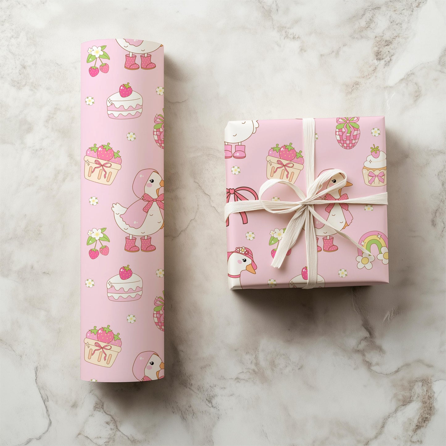 Pink Goose Seamless Pattern | Coquette Nursery Design (12x12 PNG)