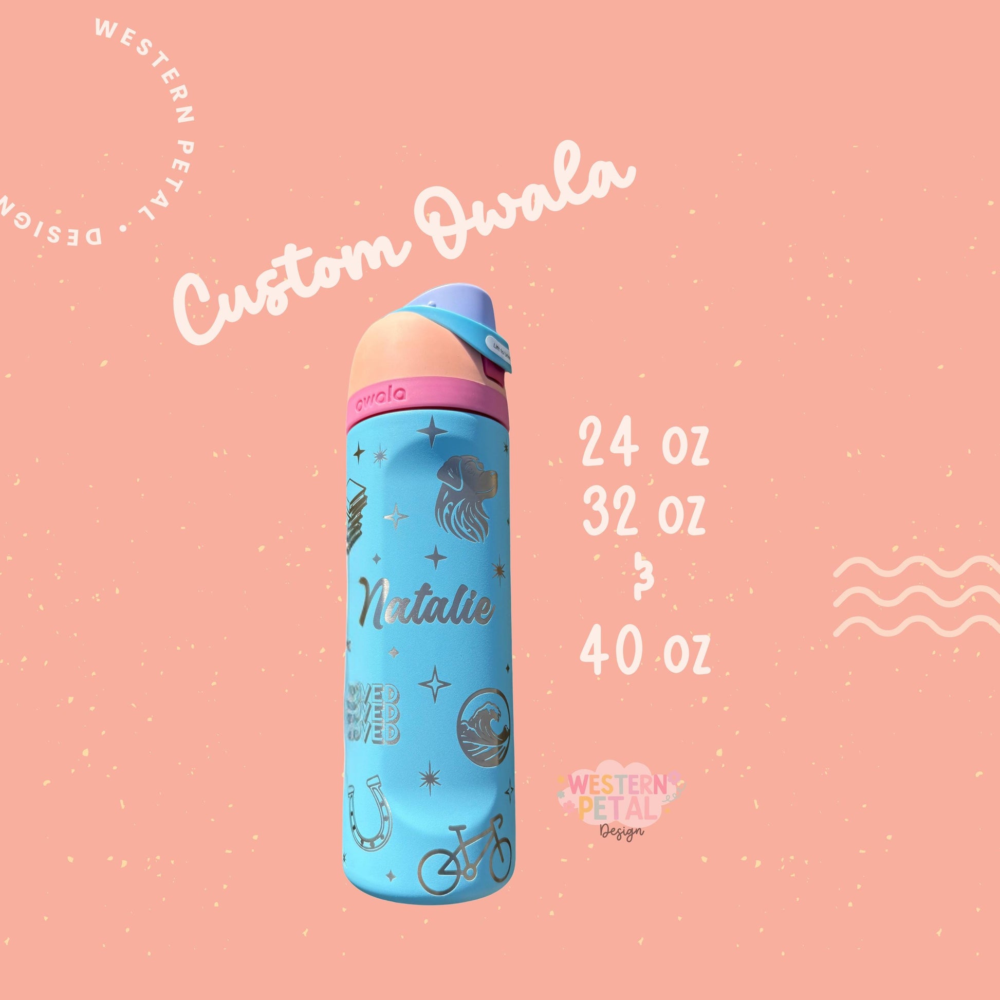 Custom Engraved Owala Tumbler, Personalized Full Wrap, Engraved Owala Cup, Laser Engraved Tumbler, 24 32 40 oz Gift