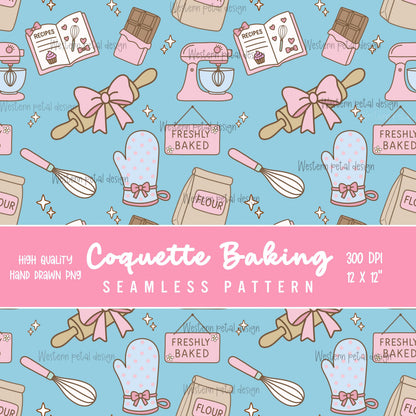 Kawaii Baking Seamless Pattern | Pastel Kitchen Print (12x12 300 DPI PNG)
