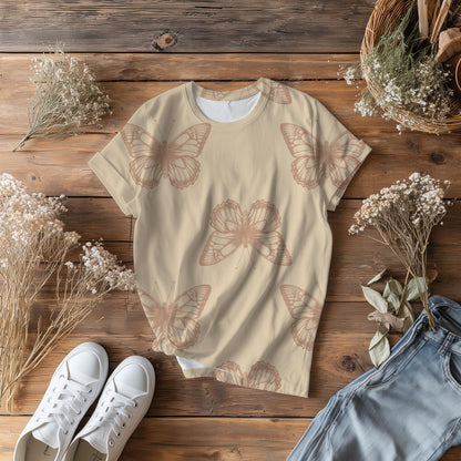 Beige Butterfly Seamless Pattern | Boho Vintage Insect (Digital Download)