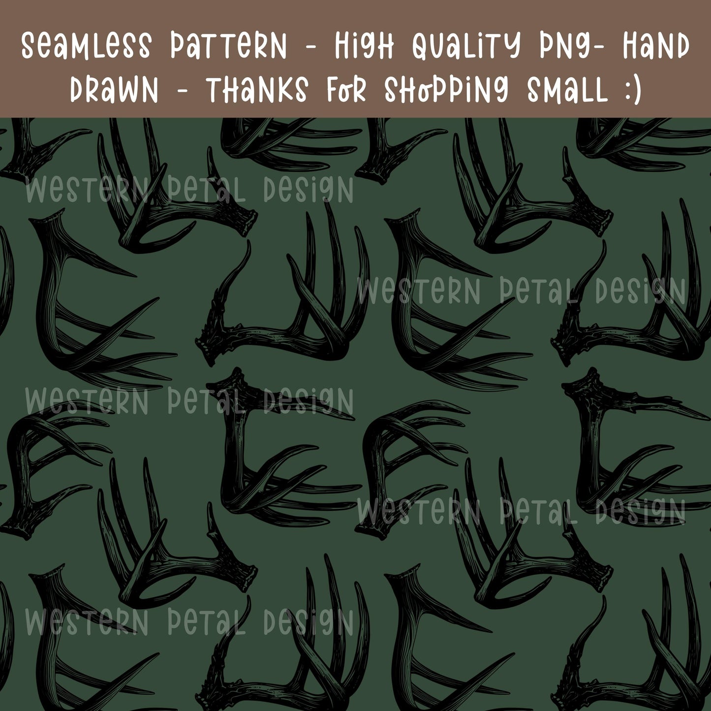 Deer Antler Seamless Pattern PNG, Hunting Digital Paper, Rustic Woodland Camo Pattern, Masculine Western Design, 12x12 Sublimation Download