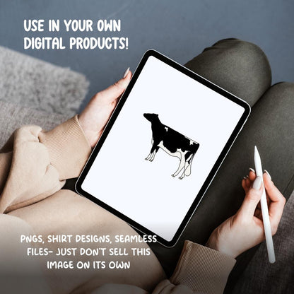 Holstein Show Cow Clipart | Hand Drawn PNG (Digital Download)