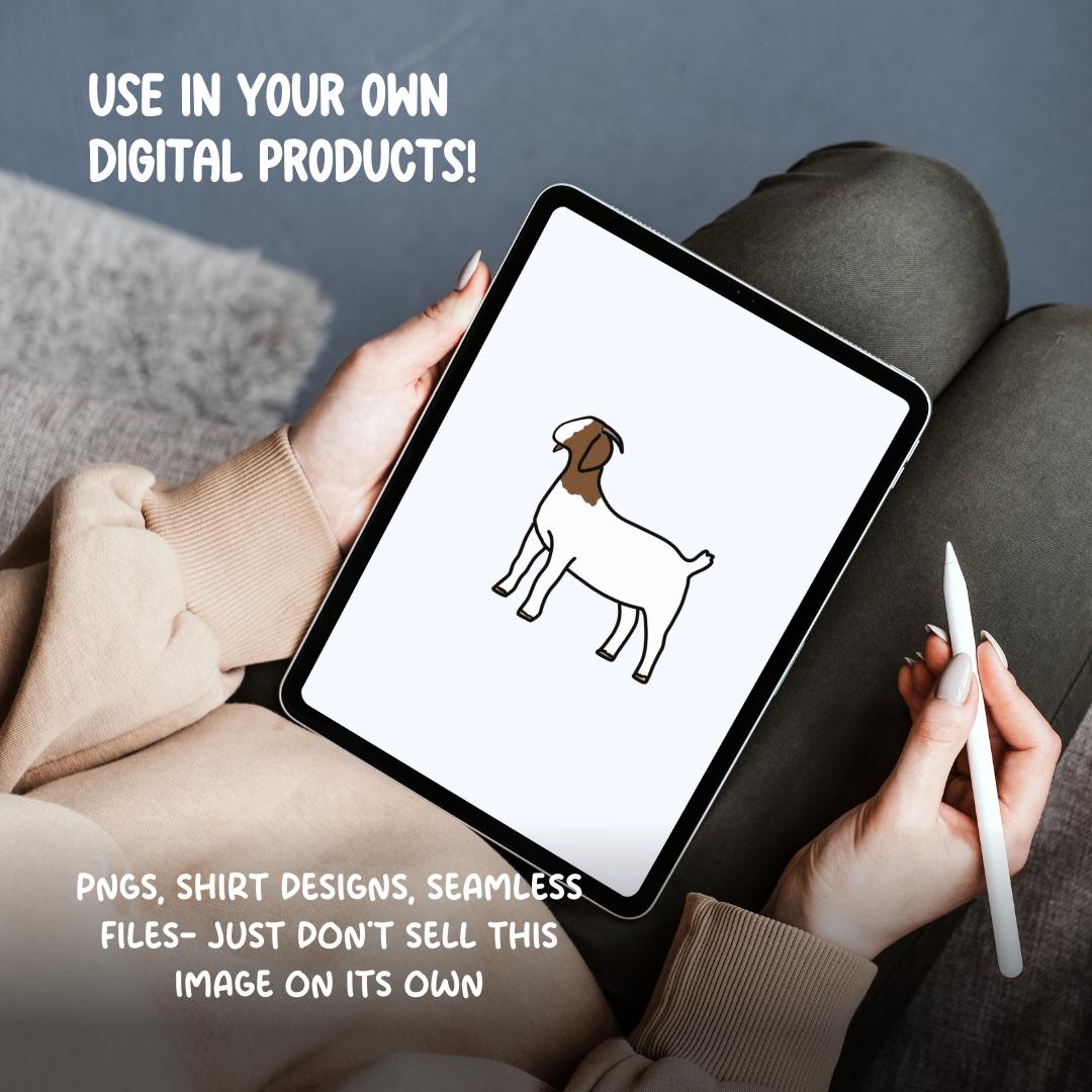 Show Goat Clipart | Hand Drawn 4H Livestock PNG (Digital Download)