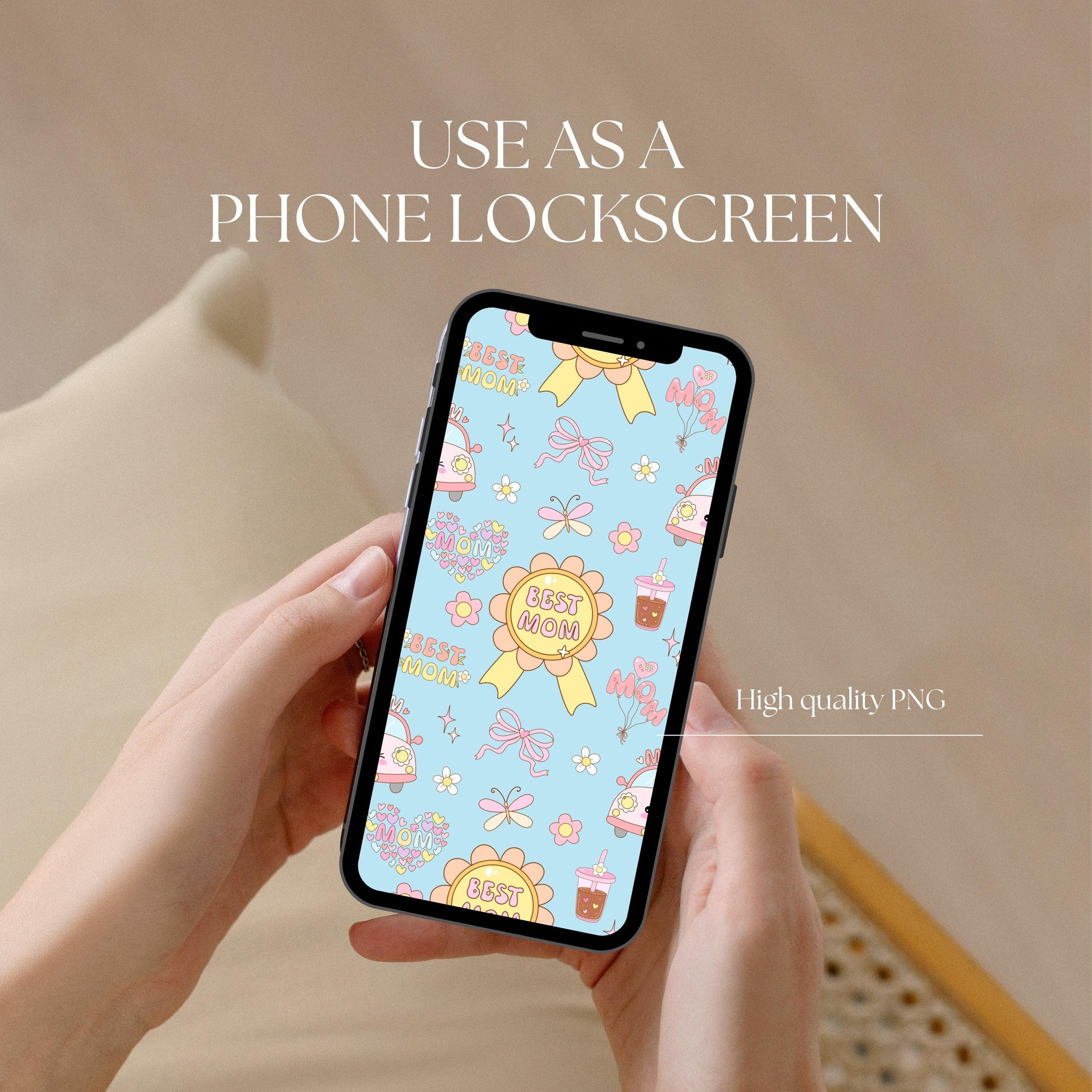 Best Mom Seamless Pattern PNG | Cute Mother’s Day Digital Paper | Kawaii Mom Design | 12x12 300 DPI Seamless File | Commercial Use
