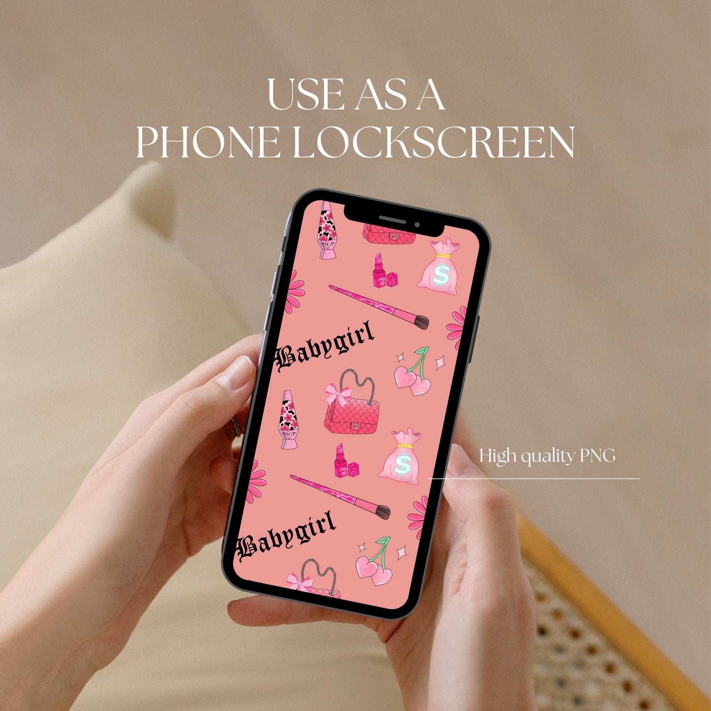 Pink Glam Babygirl Seamless Pattern | Girly Accessories (Digital Download)
