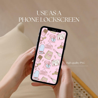 Kawaii Baking Seamless Pattern | Pastel Kitchen Print (12x12 300 DPI PNG)