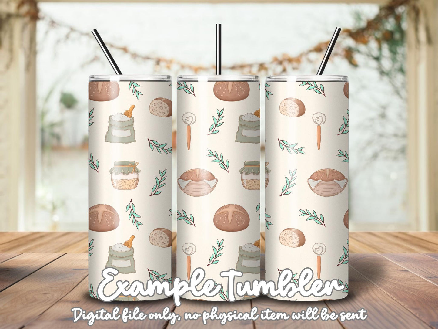 Sourdough Bread Seamless Pattern | Bakery Digital Paper (12x12 PNG)