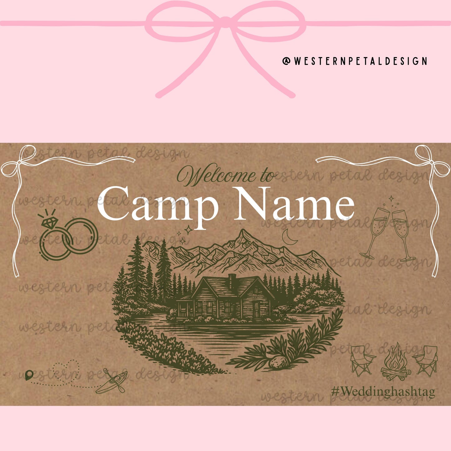 Camp Bachelorette Banner Template | DIY Hand Painted Design (Digital Download)