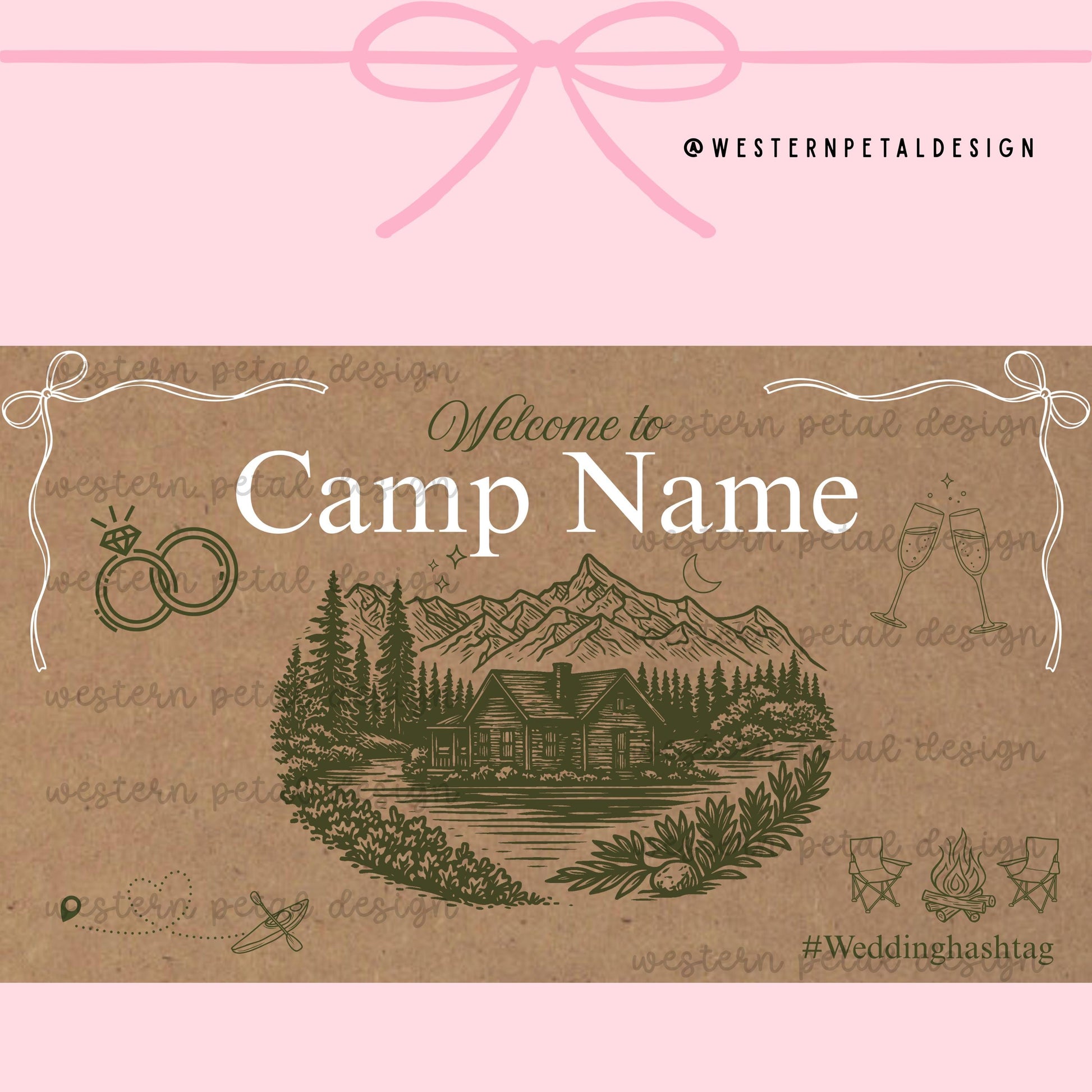Camp Bachelorette Banner Template | DIY Hand Painted Design (Digital Download)