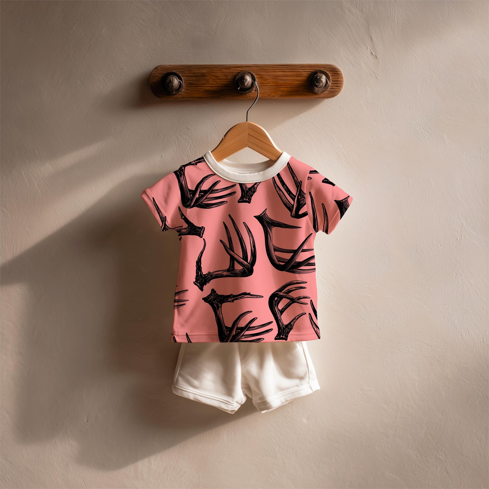 Deer Antlers Seamless Pattern | Rustic Pink Woodland (PNG Digital Download)