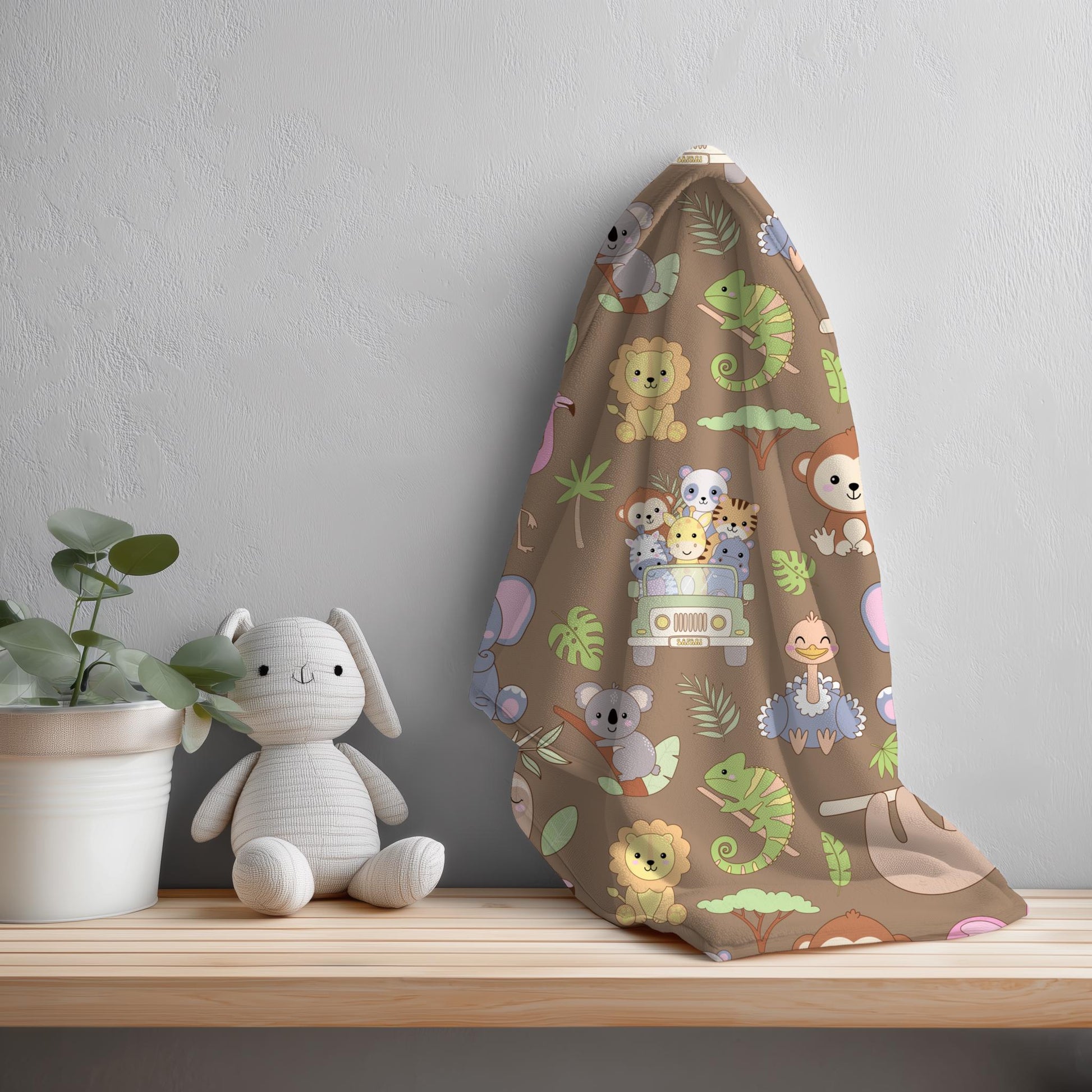 Safari Animals Seamless Pattern | Nursery Fabric Wallpaper (12x12 PNG)