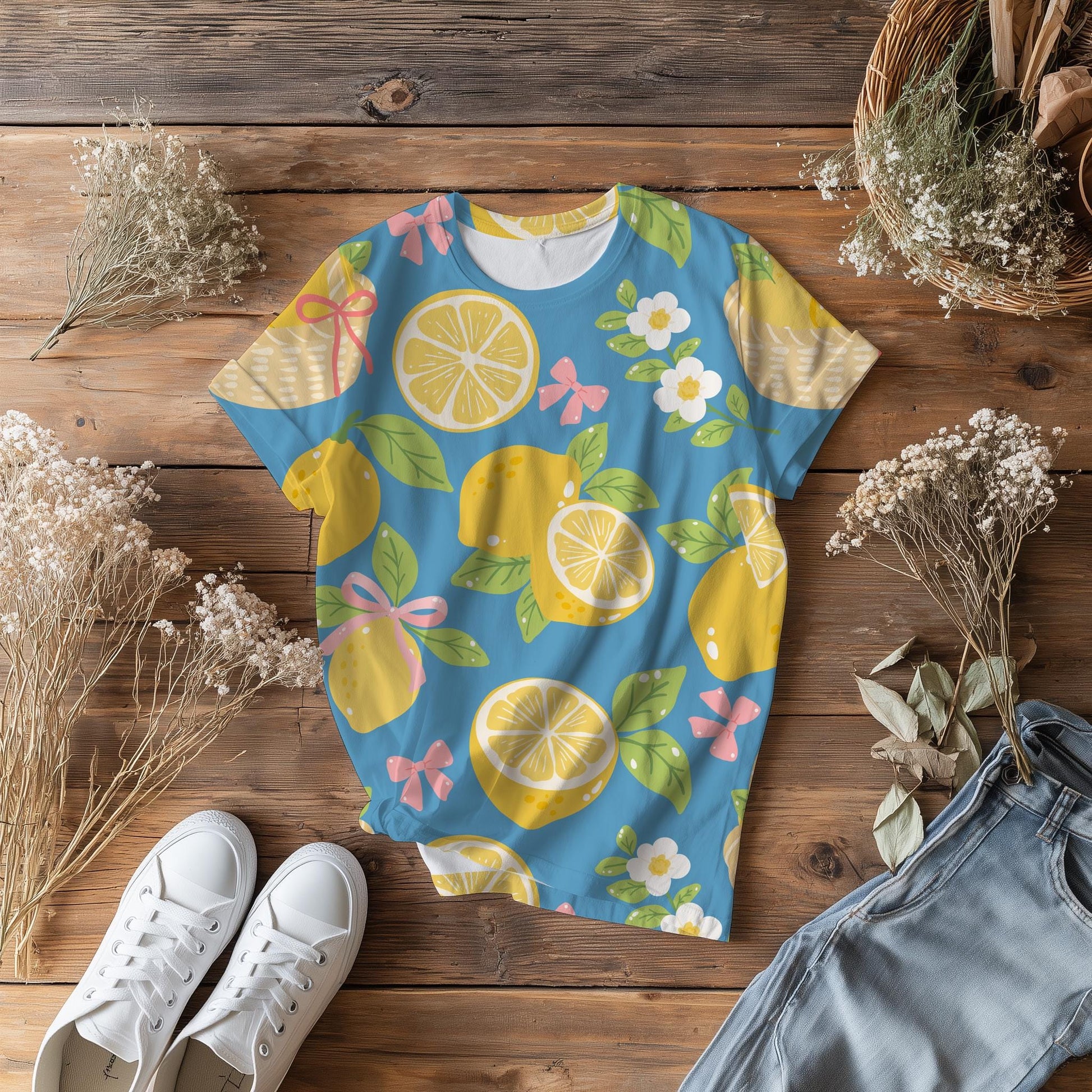 Lemon Seamless Pattern | Hand-Drawn Cottagecore Fabric Design (12x12 PNG Digital Download)